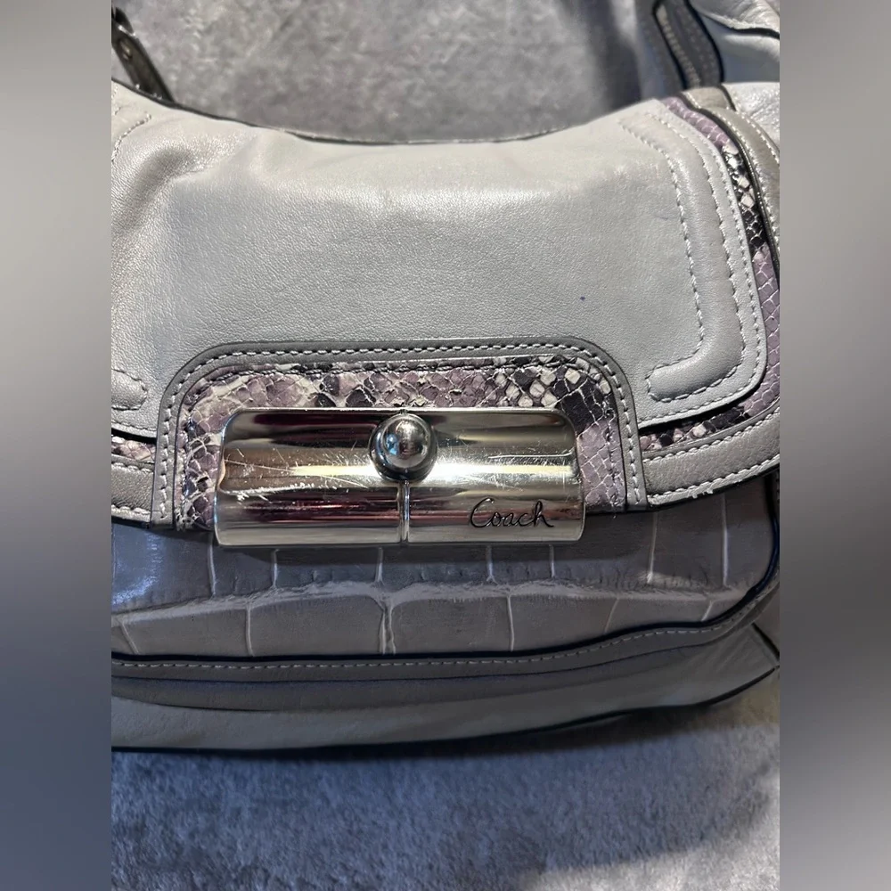 Coach Kristin Spectator 16803 Croc & Python Embossed Leather Hobo - Rehab - Picture 4 of 11